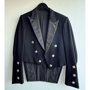 Moss Bros Size 34 Covent Garden Tailcoat Prince Charles Black Wool Vintage EUC